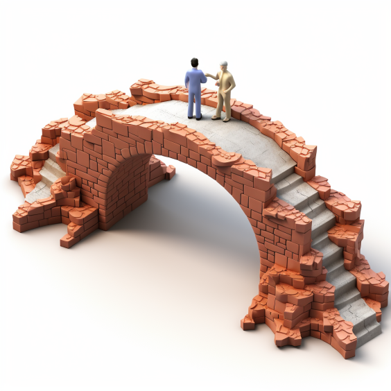 A conceptual image depicting a bridge being built between two people